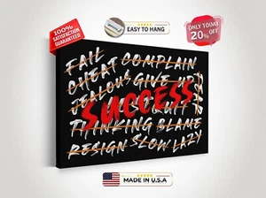 Póster moderno motivacional de éxito en lienzo arte de pared éxito listo para colgar regalo - Imagen 1 de 11