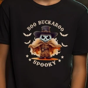 Boo Buckaroo Western Cowboy Spooky Ghost Halloween Short-Sleeve Unisex T-Shirt - Picture 1 of 6