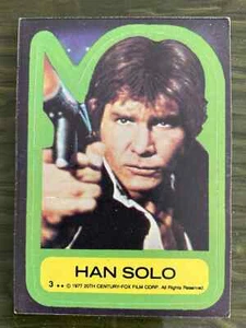 1977 Topps Star Wars Series 1 Sticker #3 HAN SOLO EX+ - Picture 1 of 2