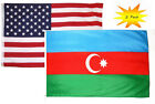 2X3 2'X3? Wholesale Set (2 Pack) Usa American & Azerbaijan Country Flag Banner