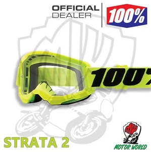 OCCHIALI OCCHIALINI DA CROSS ENDURO GIALLO FLUO 100% STRATA 2 LENTE TRASPARENTE - Imagen 1 de 1