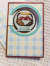 Handmade fun-fold cross-stitched get well greeting card