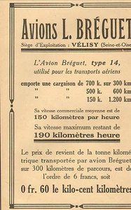 VELIZY AVIONS BREGUET PARIS ETS STOKVIS LE RAPID PUBLICITE 1919 - Picture 1 of 2