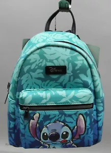 Disney Loungefly Lilo & Stitch Blue Tropical Leaves Mini Backpack NWT - Picture 1 of 3