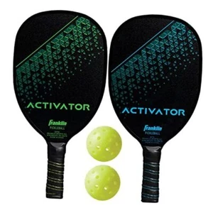 Pickleball Paddle and Ball Set - Wooden Pickleball 2 Player Set- Blue/Green - Picture 1 of 7