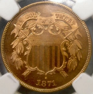 1871 TWO CENT PIECE SPECTACULAR UNIQUE FINEST KNOWN POP 1/0 NGC PF 67 RD ULT-CAM - Picture 1 of 8
