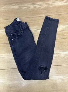 Abercrombie & Fitch Girl Skinny Leg Jean Adjustable Strap Distressed Denim 13/14 - Picture 1 of 21