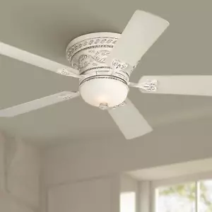 52" Ancestry Shabby Chic Hugger Indoor Ceiling Fan with LED Light Remote White - Picture 1 of 8