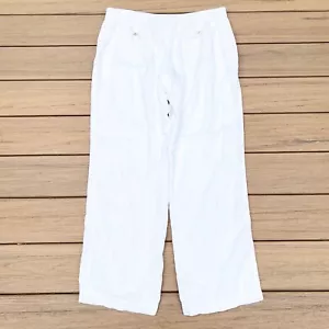 Liz Claiborne Women's 100% Linen White Lined High Rise Pants Size 14 - Picture 1 of 4