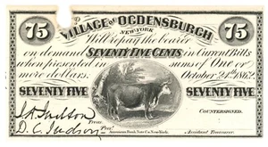 1862 Village of Ogdensburgh New York NY 75 Cent (L0020) - Bild 1 von 2