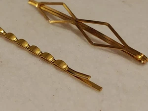 Set of 2 - Gold Tone - Metal - Hair Clip / Bobby Pin - 2 1/2 in Long - Picture 1 of 7