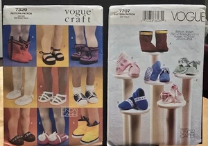 Vogue Crafts Patterns 7329 (18") and 7707 (Newborn, S, and M); Doll Footwear. - Picture 1 of 6