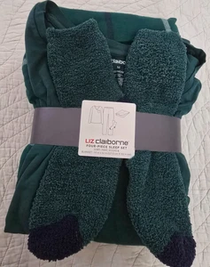 NEU Liz Claiborne 4-teiliges Schlafset grün kariert Hose Hemd Socken Decke GR/M $ 54 - Bild 1 von 6