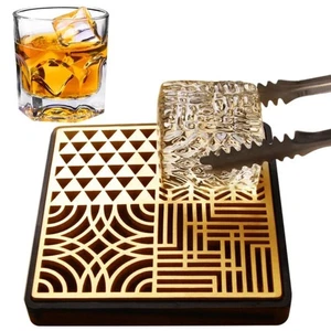 Piatto design cubetti di ghiaccio grado alimentare ottone stampo timbro bar barista pressa whisky - - Foto 1 di 26