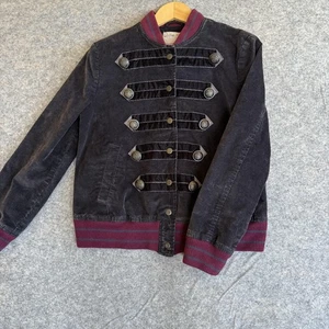 We The Free People Atlas Bomber Jacket Womens XS Black Corduroy Military Snap - Picture 1 of 9