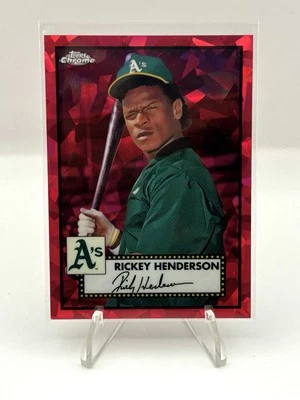 2021 Topps Chrome Platinum #501 RICKEY HENDERSON 🔥 Red Atomic Refractor # /100  - Image 1 of 3