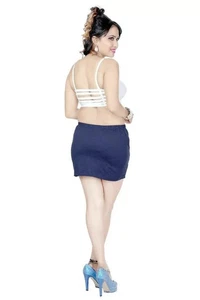 Blue Lycra Skirt – Stylish, Comfortable, and Trendy | Perfect for Casual Outing| - Imagen 1 de 7