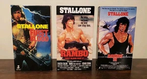 Rambo Trilogy VHS Tape Set First Blood 1 & 2 Rambo 3 Sylvester Stallone - Picture 1 of 11
