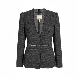 Rebecca Taylor Stretch Tweed Blazer Black 6 - Picture 1 of 15