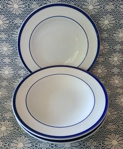Williams Sonoma ~ "Brasserie Blue" ~ Set of 3 Rimmed Soup Bowls ~ Japan ~ VGUC  - Picture 1 of 5