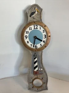 Vtg Santa Barbara Ceramic Design Tile Wall Clock Seagulls Beach Lake Lighthouse  - Picture 1 of 6