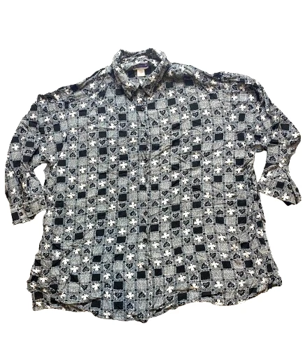 VTG Pendleton Shirt Womens 3X Black White AOP Clubs Hearts Button Up USA Plus - Image 1 of 4