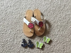 EUC! HARTSTRINGS Girl Interchange Flip Flops Pink Blue Green Nautica RARE! NICE! - Picture 1 of 7
