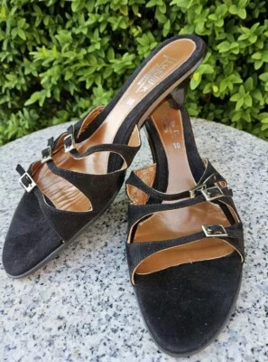 Aquatalia Black Soft Suede Leather Slide Sandal Slip On Womens Size 10 - Image 1 of 4