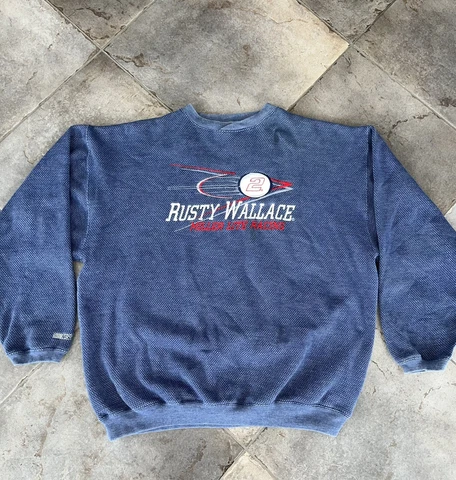 Vintage 1990’s Rusty Wallace Woven Sweatshirt Size XL NASCAR Chase Authentics Cover