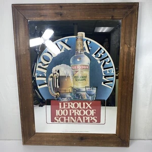 Large Leroux Brew Beer Sign Peppermint Shnapps Mirror Bar Mancave Mug READ - Picture 1 of 12
