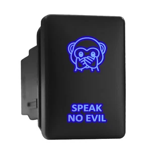 SPEAK NO EVIL Blue Backlit Switch Short Push Button 1.28"x 0.87" (Fit: Toyota) - Bild 1 von 6