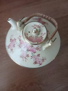 Antiker Miniatur Dreibein Sake Topf R.P.C. Kyoto Kirschblüten um 1925-1950 - Bild 1 von 12
