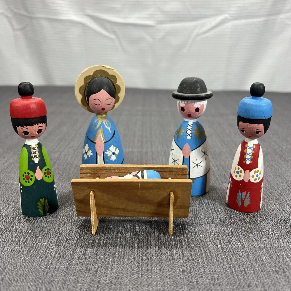 Mogens Danish Hand-Painted Wooden Nativity Set Christmas Decor Denmark Vintage - Image 1 of 4