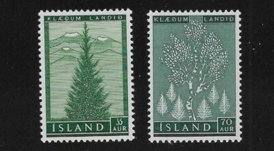 Iceland Scott 306-307, reforestación, abeto y abedul, MNH Foto 1 de 2