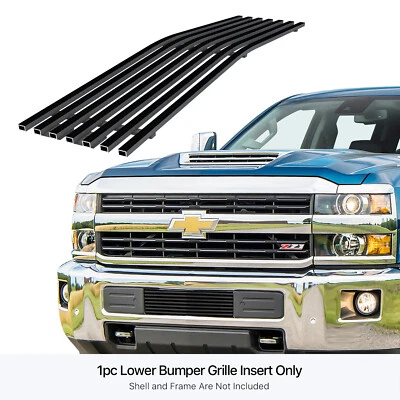 Fits 2015-2019 Chevy Silverado 2500HD Stainless Black Bumper Billet Grille - Image 1 of 4