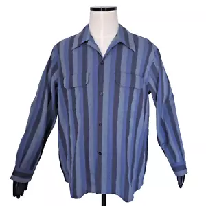 Levis LVC Sportswear Shirt Mens XL P2P 26" 50s Style Blue Striped Jazz RRP £160 - Picture 1 of 15