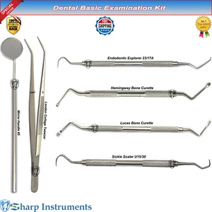 Basic Examination Kit Dental Hygiene College Plier Mirror Explorer Bone Curette - Picture 1 of 8
