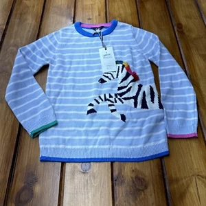 Joules Kids why pull over blue white striped zebra sweater - Picture 1 of 16