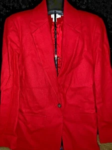 J CREW Bright Cherry Red Wool Blend Viscose Rayon Blazer Jacket Sz 8 👗gn5-m12 - Picture 1 of 7
