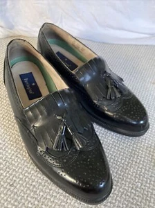 Men’s Shoes Black Tassel Leather Loafers Size 9 1/2 D Excellent Condition - Picture 1 of 4
