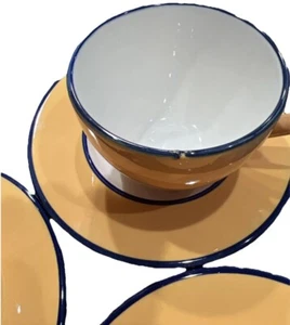 Set 5 tazze da tè e piattini Pagnossin Made in Italy giallo blu vintage - Foto 1 di 16