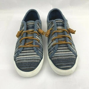 Sperry Top Sider Women's Shoes Size 8.5M Blue Gray stripes Leather Lace - Picture 1 of 7