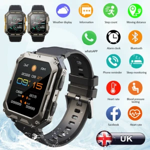 New Rugged Military Smart Watch Men Android iOS Fitness Watches Waterproof 2023 - Picture 1 of 14