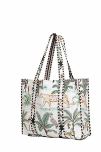 Bolsos de Mano Indios Acolchados Hechos a Mano Bloque de Algodón Bolso de Compras de Hombro Grande para Mujer - Imagen 1 de 4