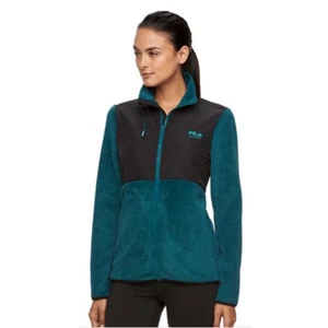 FILA Sport Women's XS Cloud Peak Turquoise Textured Full Zip Fleece Jacket - Picture 1 of 9