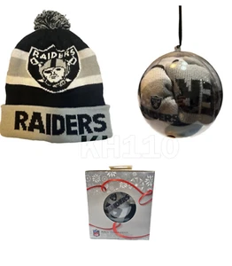 Oakland Raiders NFL Clear Ball Ornament w/Beanie inside -Gift Idea - Picture 1 of 7