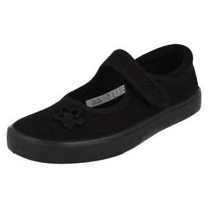 Girls Clarks Casual Riptape Canvas Pumps Hopper Go - Picture 1 of 10