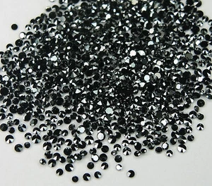 Natural Loose Diamond Black Round Single Brilliant Cut I3 Clarity 100 Pcs Q09 - Picture 1 of 7