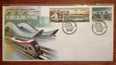 FDC Malaysia 2002 - Express Rail Link (3v Stamps Cover) - Image 1 of 2