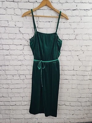 Vestido JC Penney Vintage Años 80 Verde Esmeralda Terciopelo Fiesta Foto 1 de 4